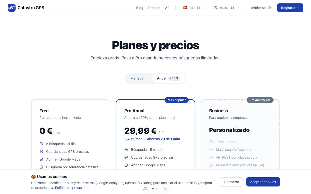 Precios de CatastroGPS